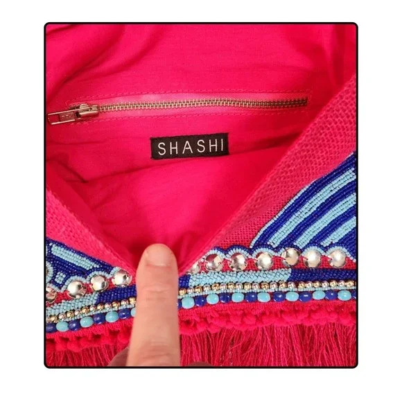 SHASHI Elaine Boho Crossbody Bag Shoulder Pink